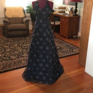 Black glittered organza gown